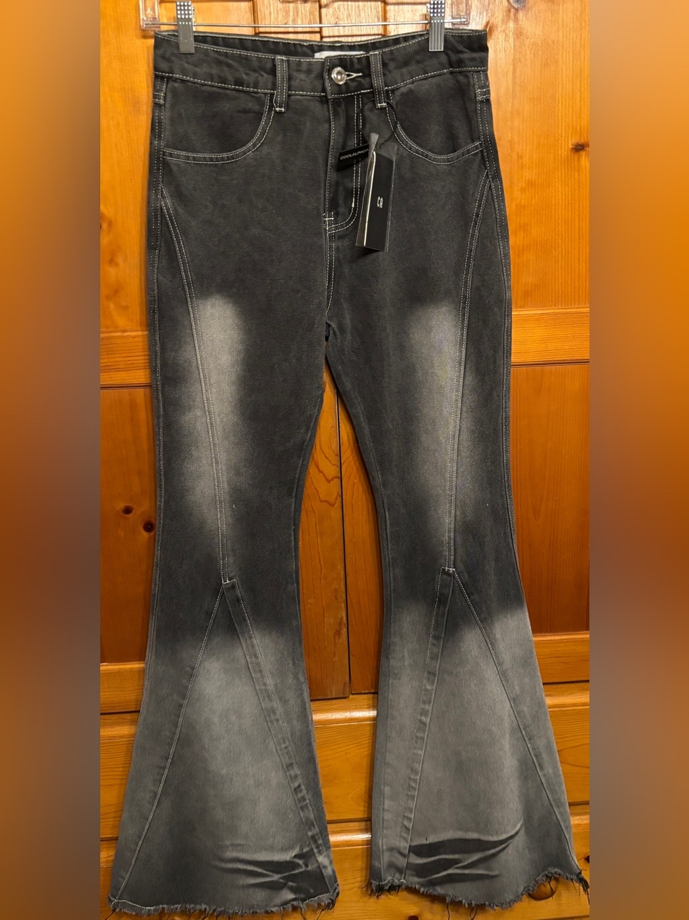 COOLALPACA Extra Long 45" Black Denim Jeans. Extra Wide Leg-Bootcut/Stacked Fit.